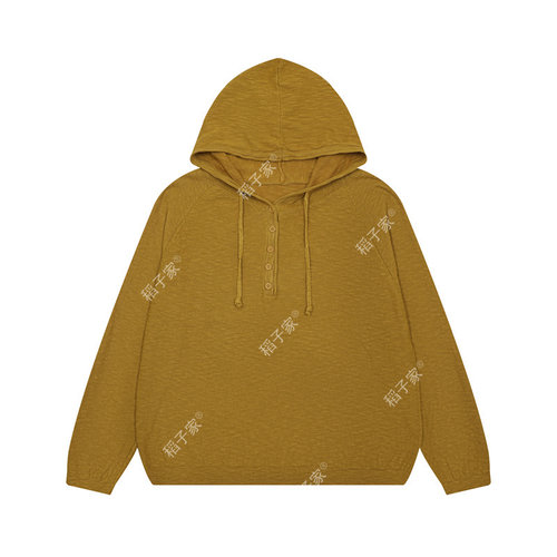 2025秋款连帽针织衫女外套宽松显瘦休闲纽扣长袖毛衣女2249