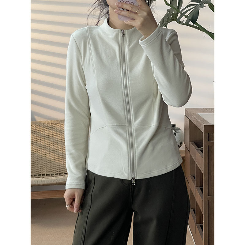 2025冬款简约通勤风立领拉链开衫女长袖修身显瘦纯色外套上衣537,女装/女士精品,汉服上装,淘宝优惠券,粉丝福利购,淘宝优惠卷