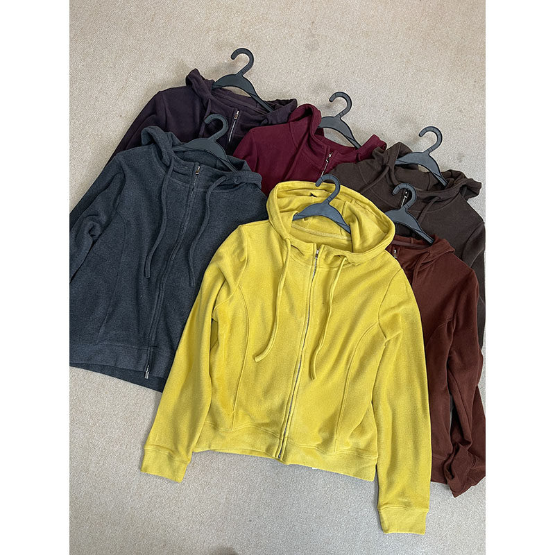 通勤宽松连帽卫衣女长袖拉链开衫休闲简约外套6172