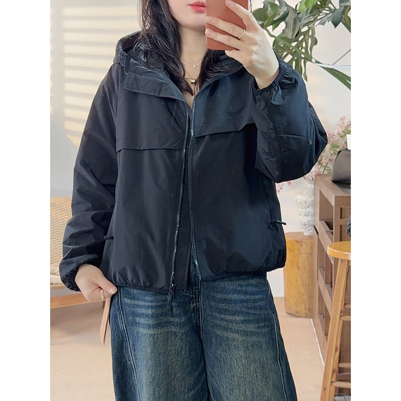 秋季港风时尚休闲显瘦立领连帽防风百搭通勤女士冲锋衣外套6105