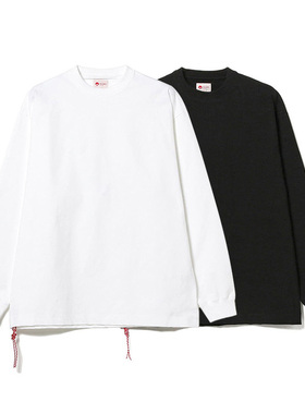 BEAMS JAPAN 21SS 日系宽松休闲潮流红绳纯棉长袖春秋纯色打底衫