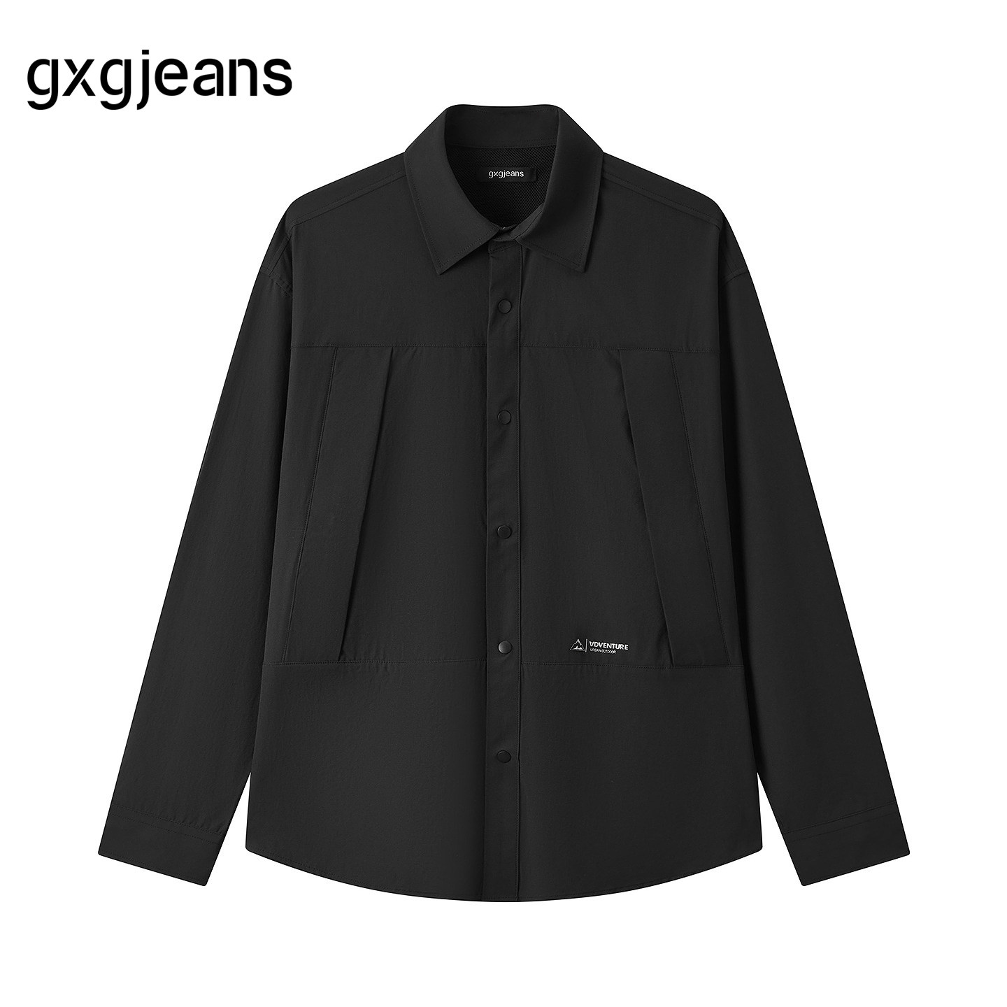gxg.jeans男装  黑色工装风宽松翻领长袖衬衫外套 25年秋新品