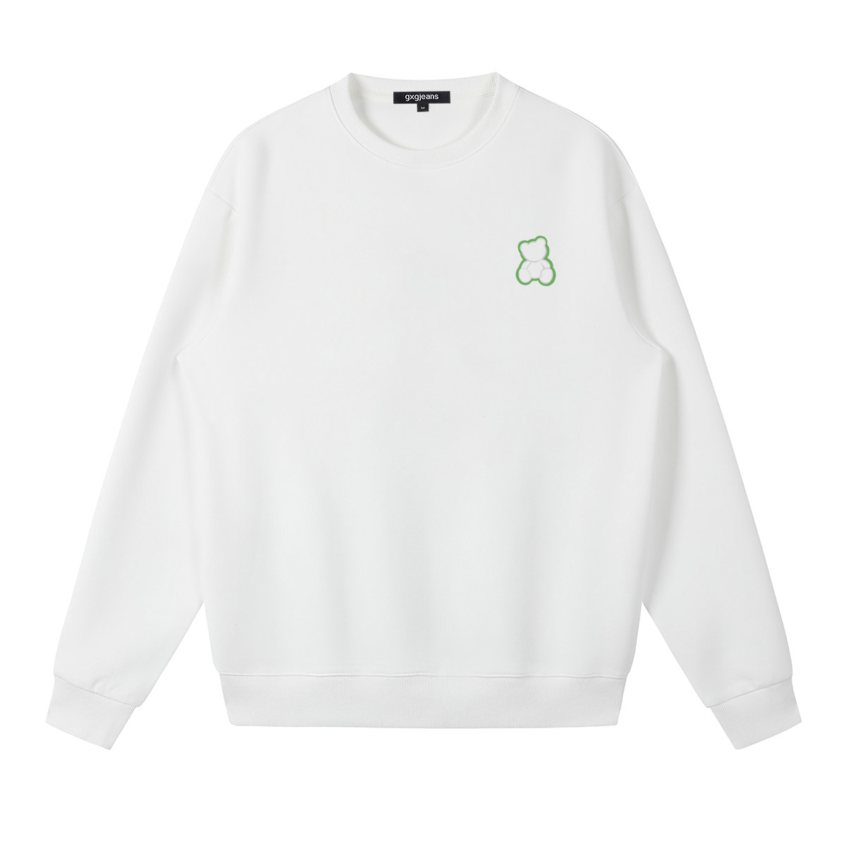 gxgjeans男装设计感印花圆领卫衣春新款潮流时尚打底衫上衣*