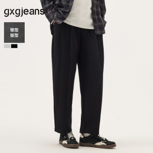 25秋新品 gxg.jeans男装 男裤 卫裤 多色华夫格捏褶设计宽松休闲长裤