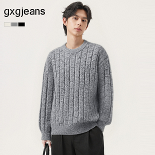 25冬新品 线衫 多色不规则纹理设计圆领毛衣针织衫 gxg.jeans男装