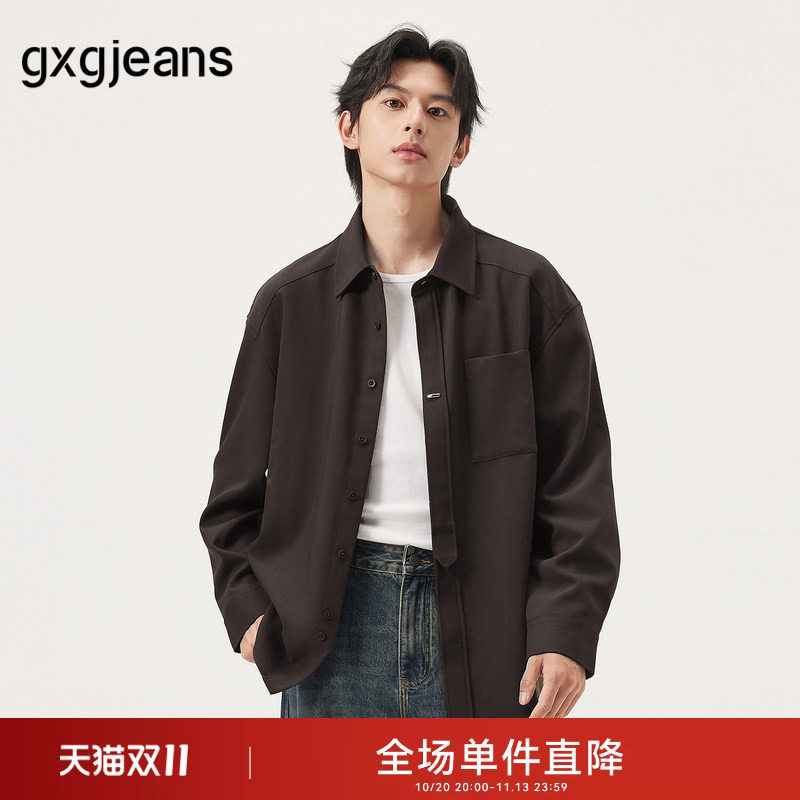 gxg.jeans男装  不规则门襟设计通勤简约休闲衬衫外套男 26秋热卖