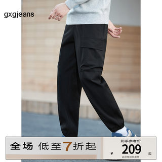 gxgjeans男装 休闲裤2023年冬季新款口袋工装裤宽松潮牌束脚裤子