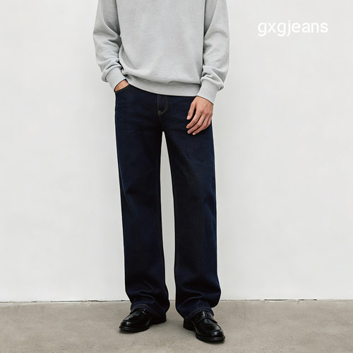 gxgjeans男装 原色明线宽松阔腿牛仔长裤2026秋季新品