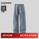 gxg.jeans男装 25冬新品 加绒多色简约水洗宽松直筒牛仔长裤 男