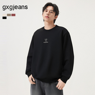 25年秋新品 gxg.jeans男装 多色字母绣花休闲基础圆领卫衣男生
