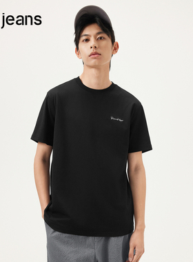 gxg.jeans男装  黑色字母印花休闲宽松圆领短袖T恤男 25年夏新品