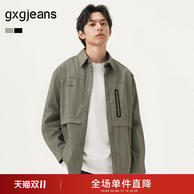 gxg.jeans男装 多色口袋设计工装户外翻领长袖衬衫薄款 25秋新品