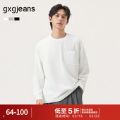 26春热卖 gxg.jeans男装 男白色内搭 T恤打底衫 多色宽松圆领长袖