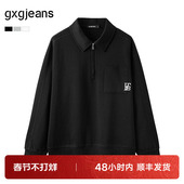 25秋新品 gxg.jeans男装 多色口袋设计字母绣花半开襟卫衣男上衣