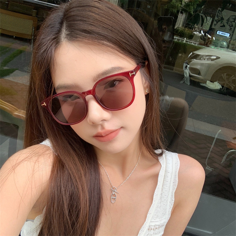 网红款红色墨镜女高级感ins潮大脸显瘦夏季偏光太阳镜女防紫外线