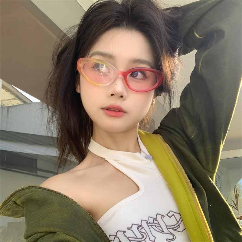 MELIYA2024新款gm墨镜糖果色复古猫眼椭圆Y2K辣妹骑行太阳镜女潮