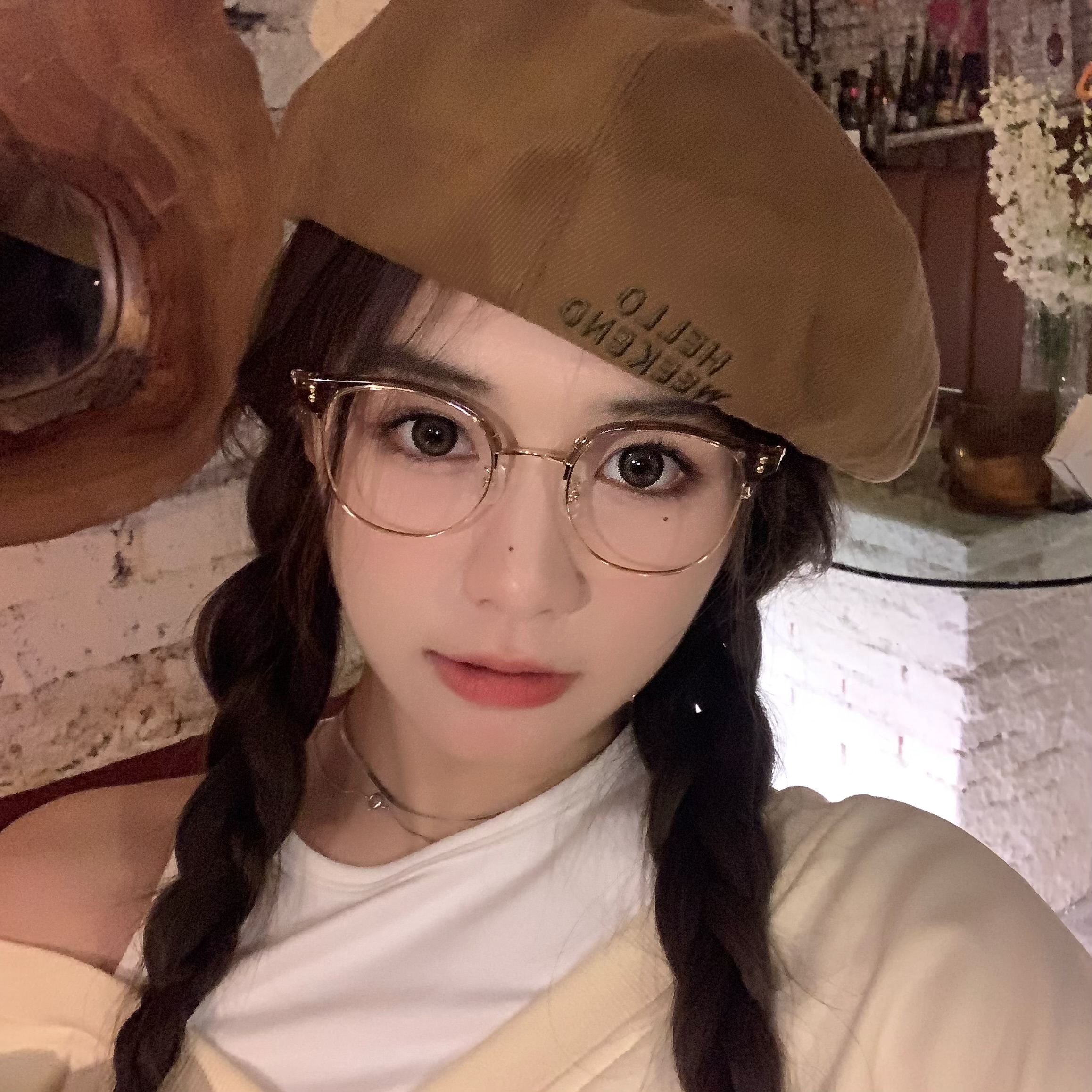 冷茶色小框近视眼镜框小脸半框女