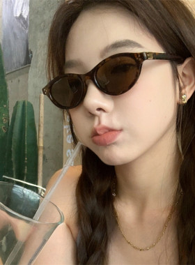 MELIYA椭圆小框豹纹猫眼书呆子墨镜女偏光2026新款高级感复古街拍