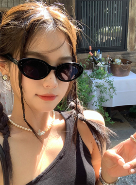 MELIYA2026新款墨镜复古黑色辣妹猫眼椭圆太阳眼镜女潮高级感男潮