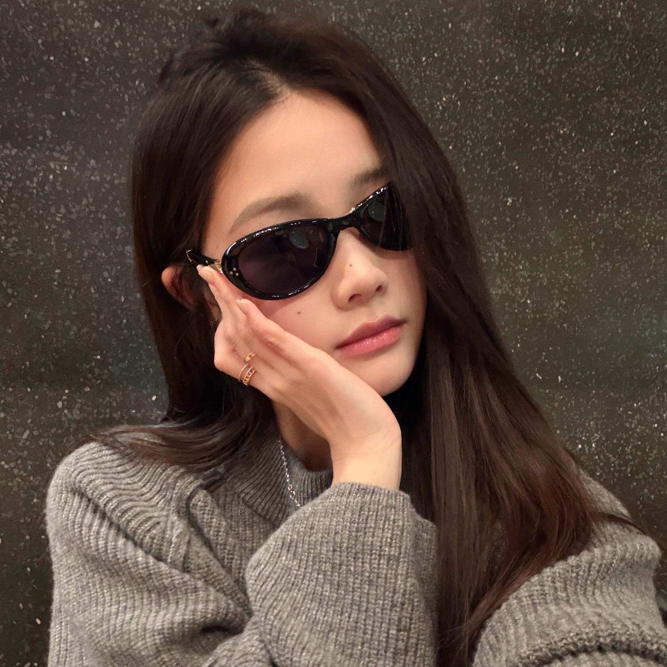 MELIYA复古猫眼椭圆形折叠太阳眼镜女黑色显脸小遮阳墨镜gm方圆潮