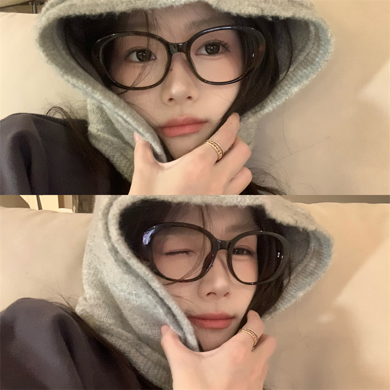 MELIYA大框椭圆TR90防蓝光眼镜可配度数豹纹近视近视素颜平光镜架