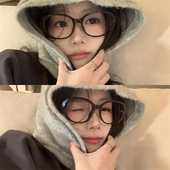 MELIYA大框椭圆TR90防蓝光眼镜可配度数豹纹近视近视素颜平光镜架