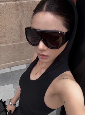 MELIYA超大框遮脸茶色太阳眼镜女显瘦Y2K街头个性欧美墨镜男时髦