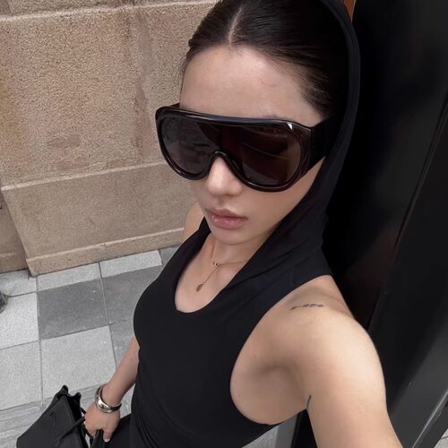 MELIYA超大框遮脸茶色太阳眼镜女显瘦Y2K街头个性欧美墨镜男时髦