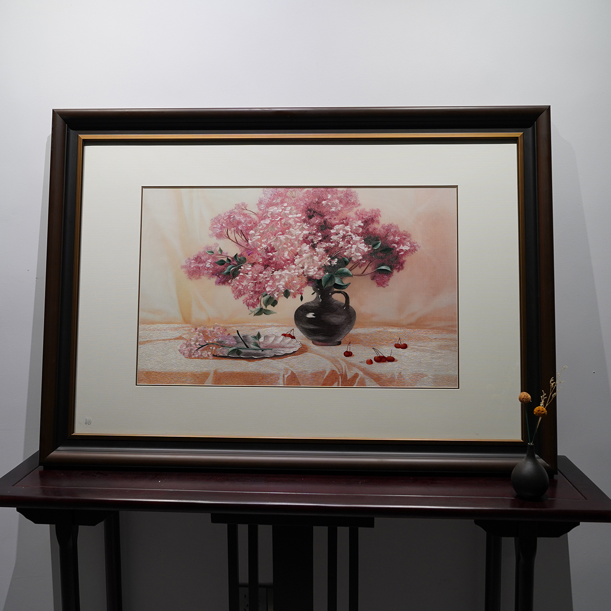 苏绣挂画新中式客厅餐厅纯手工刺绣花卉客厅沙发背景墙高档装饰画图片