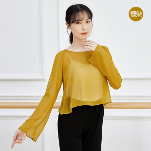 古典舞身韵网纱衣演出服女飘逸舞蹈服练功服上衣短款现代舞服装女