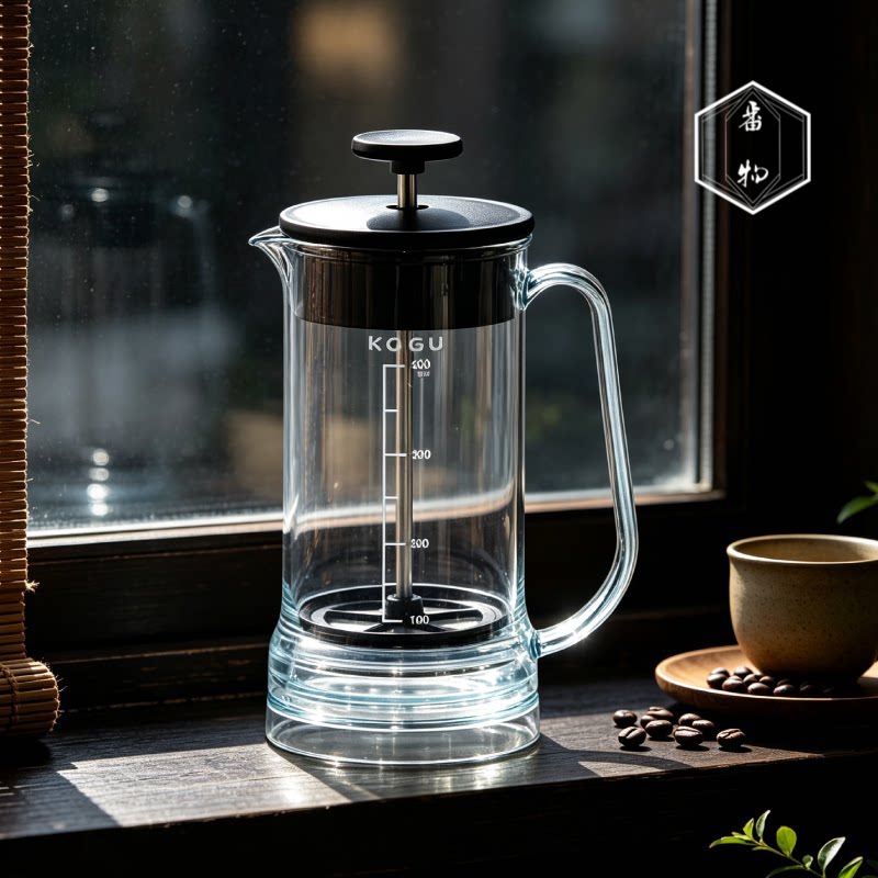 日本进口下村咖啡压榨杯家用可拆洗咖啡过滤器咖啡手冲壶400ml