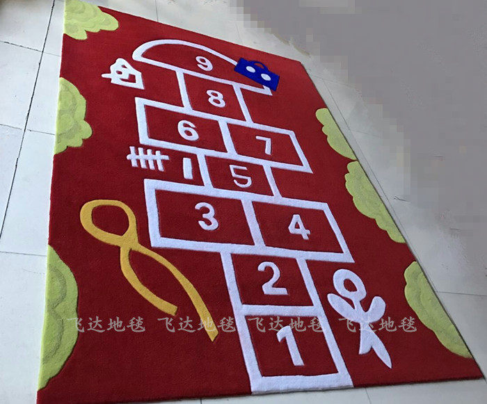 加密卡通儿童卧室床边混纺地毯