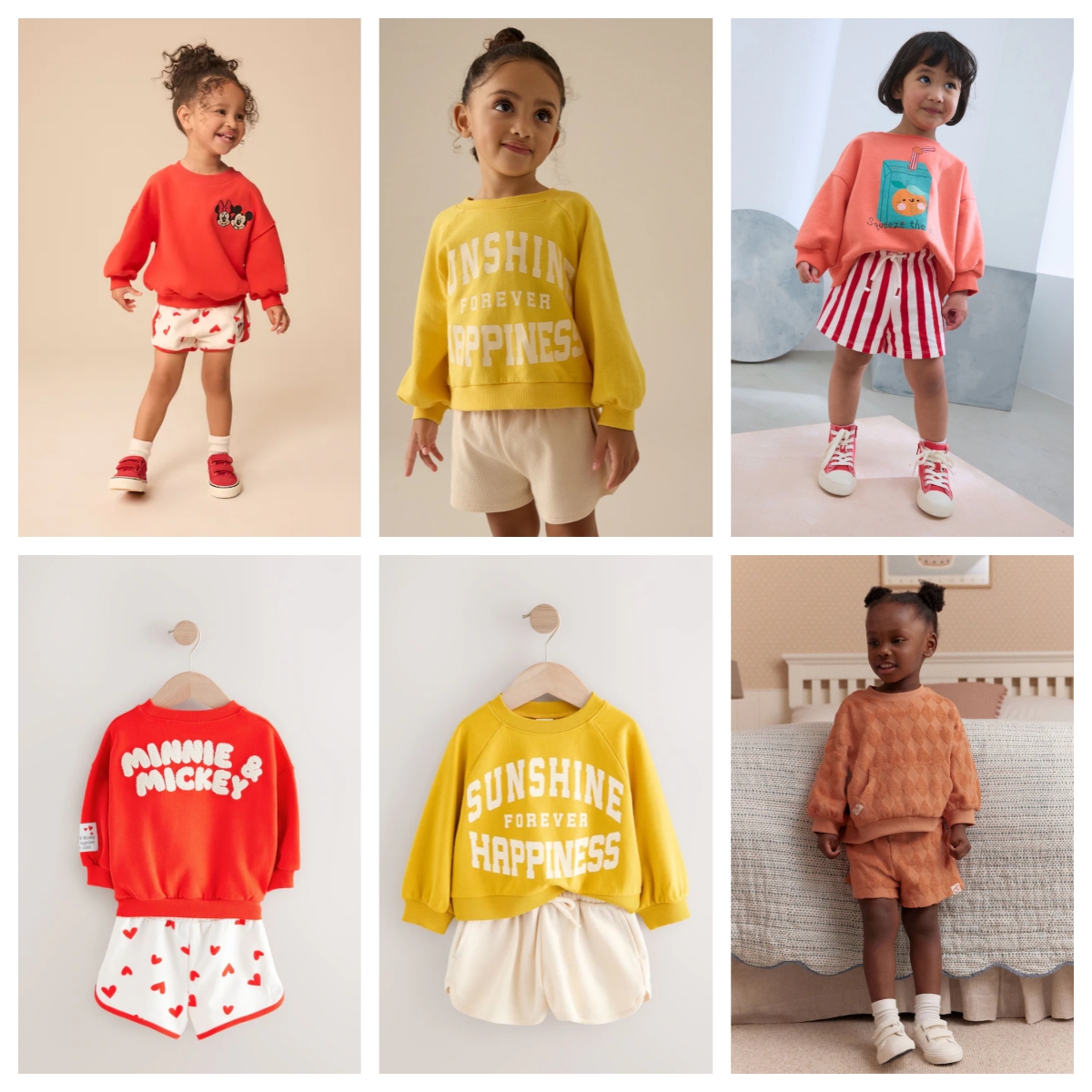 英国NEXT童装 25秋新女童女宝宝果汁米奇卡通长袖上衣+运动短裤组