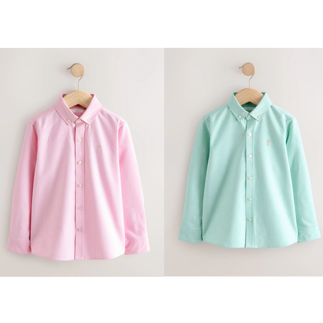 英国next亲子装 26春新男童大男孩纯色雄鹿刺绣翻领长袖衬衫上衣