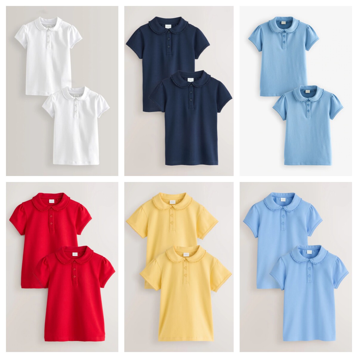 next纯色学院风花边领短袖POLO衫