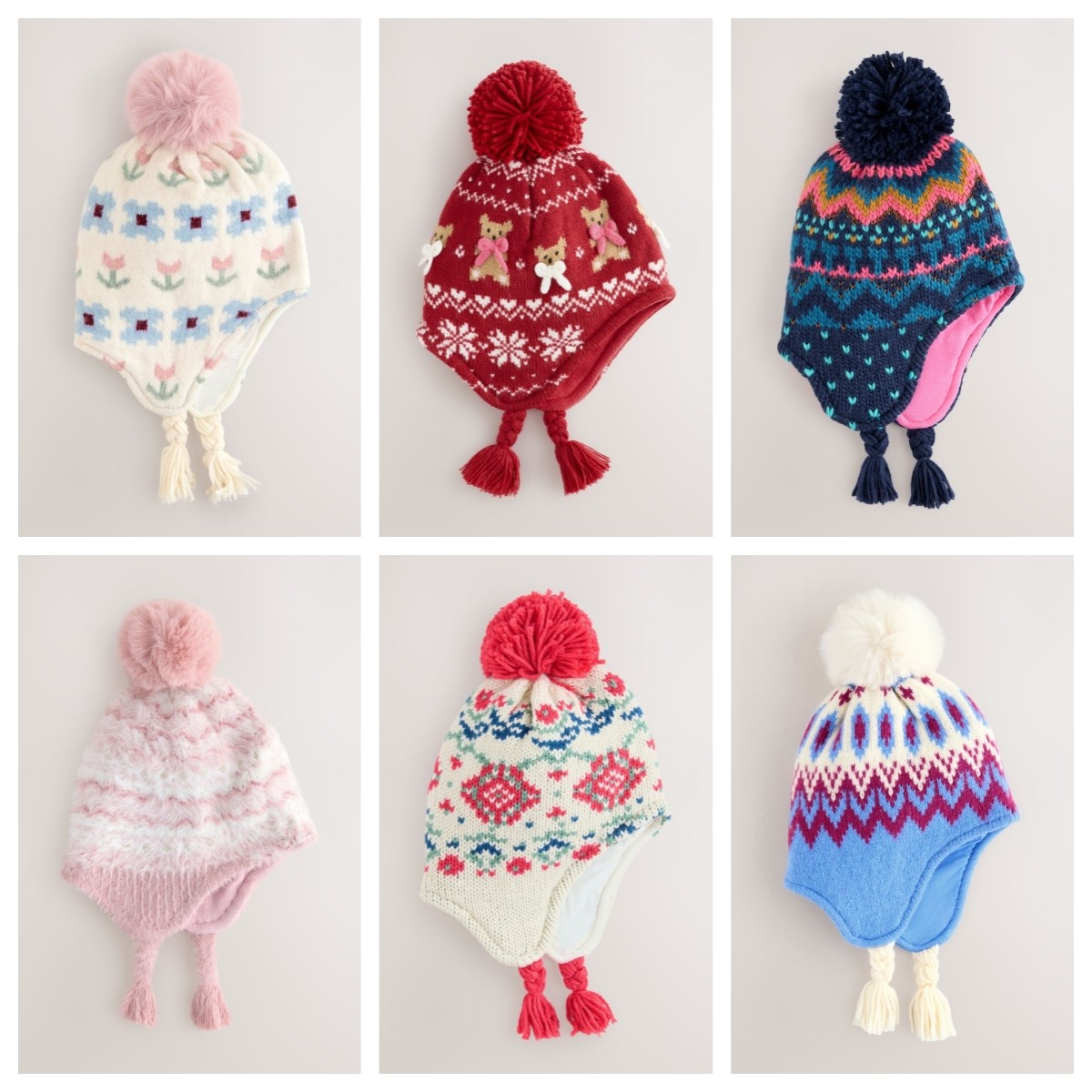 NEXT费尔岛印花毛球装饰飞行帽