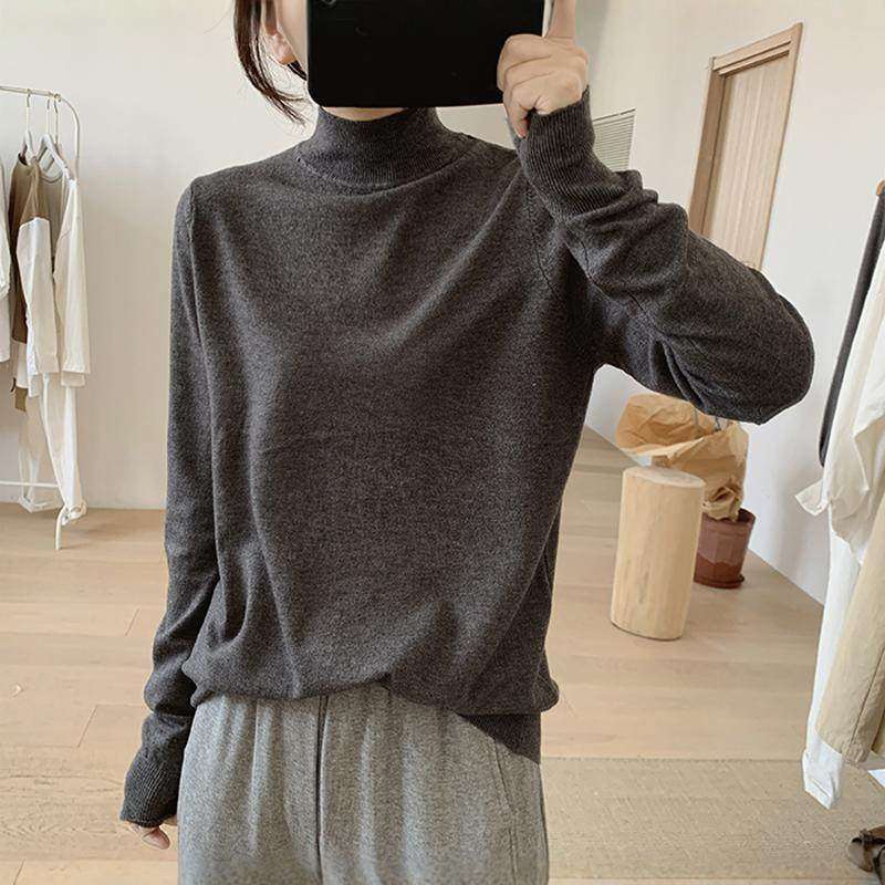 欧货半高领针织衫女春秋季2025新款宽松显瘦内搭打底衫简约毛衣潮,个性定制/设计服务/DIY,棉服工装,淘宝优惠券,粉丝福利购,淘宝优惠卷