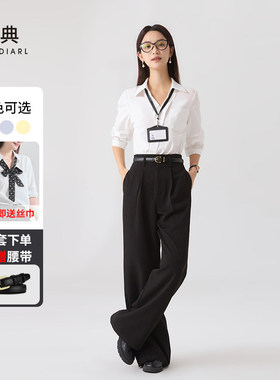 幂典短袖白衬衫女2025夏新款高级感气质V领职业通勤面试白色衬衣