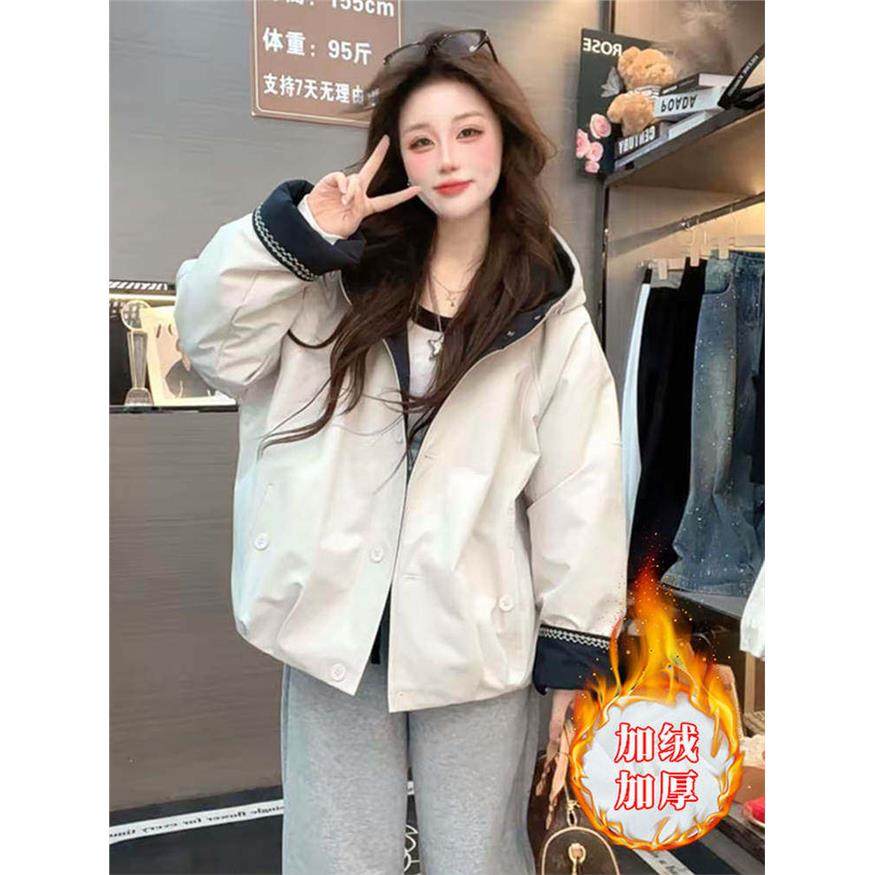 加绒加厚连帽派克服外套女2025冬季新款韩版休闲宽松显瘦夹克上衣,个性定制/设计服务/DIY,棉服工装,淘宝优惠券,粉丝福利购,淘宝优惠卷