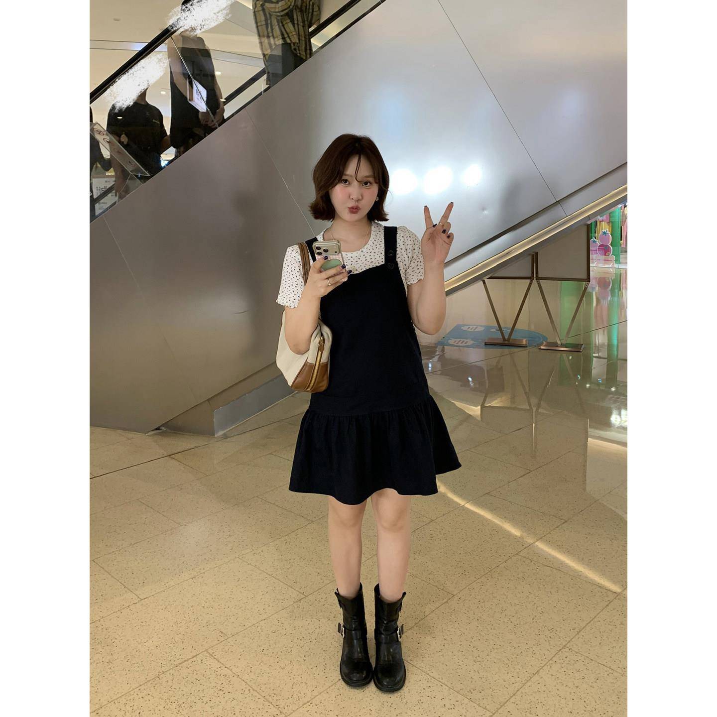 山山屿你【夏日入场卷】微胖韩系洋装大尺码学院风减龄百搭抱婴袋图片