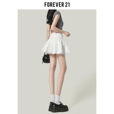 Forever21法式甜美蝴蝶结蓬松女士裙白色a字高腰防暴露蛋糕裙