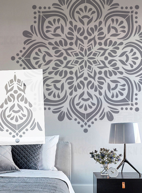 80cm-120cm模板壁画背景墙墙绘画画装饰墙体画手绘模具曼陀罗S164