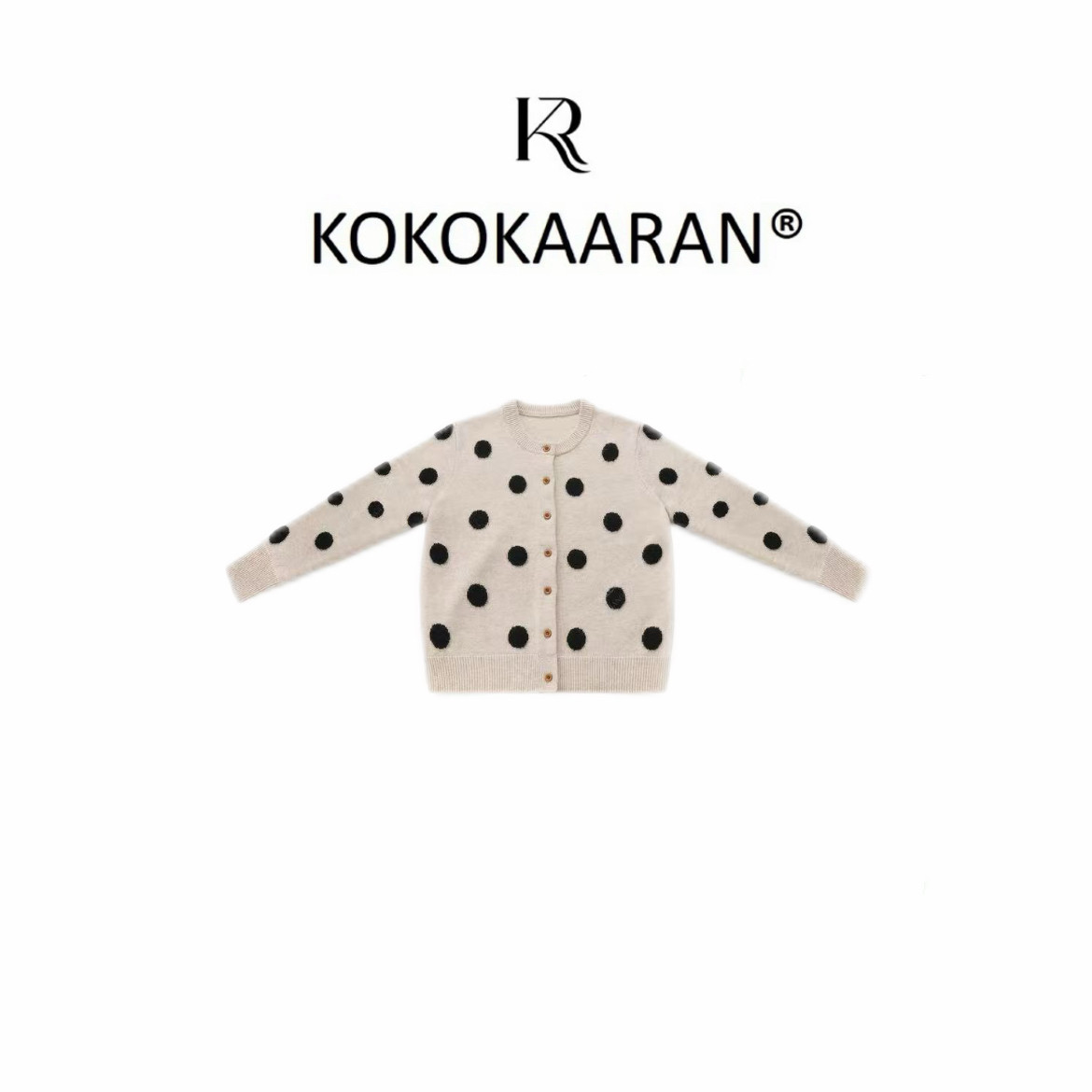 kokokaaran/可可咔伦法式减龄撞色波点羊毛开衫毛织外套26SS331