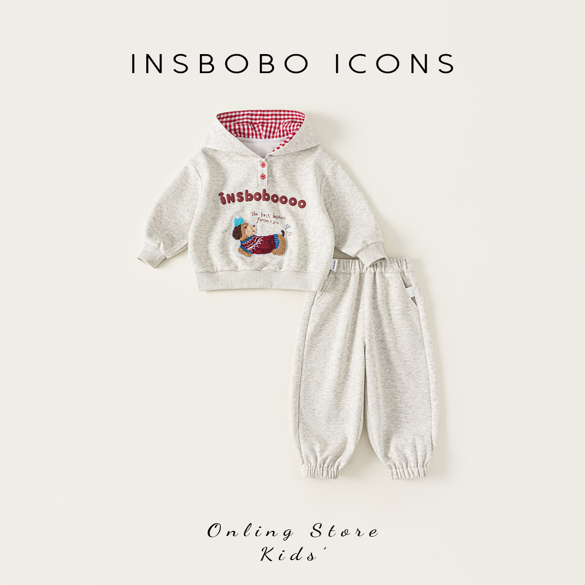 INSbobo可爱绣标上衣+简约收脚裤图片