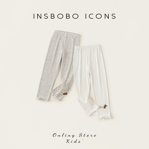 INSbobo卡通绣标装饰打底裤