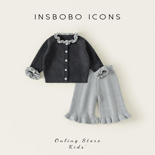 INSbobo毛衣开衫针织裤套装