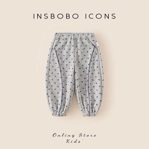 INSbobo满印撞色装饰线束脚裤