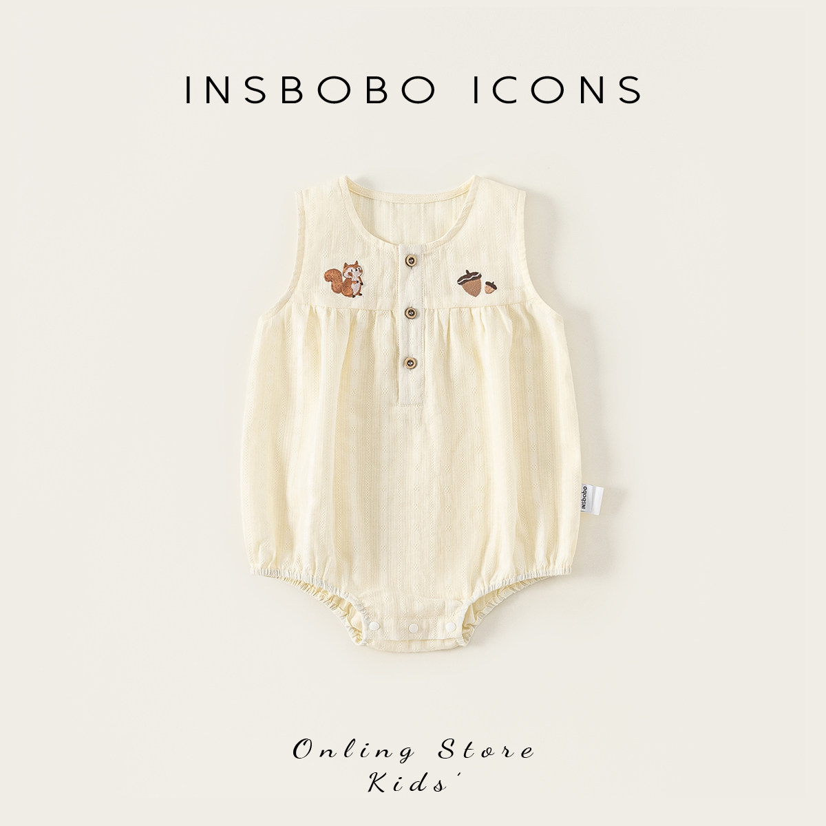 INSbobo无袖可爱刺绣三角爬服图片