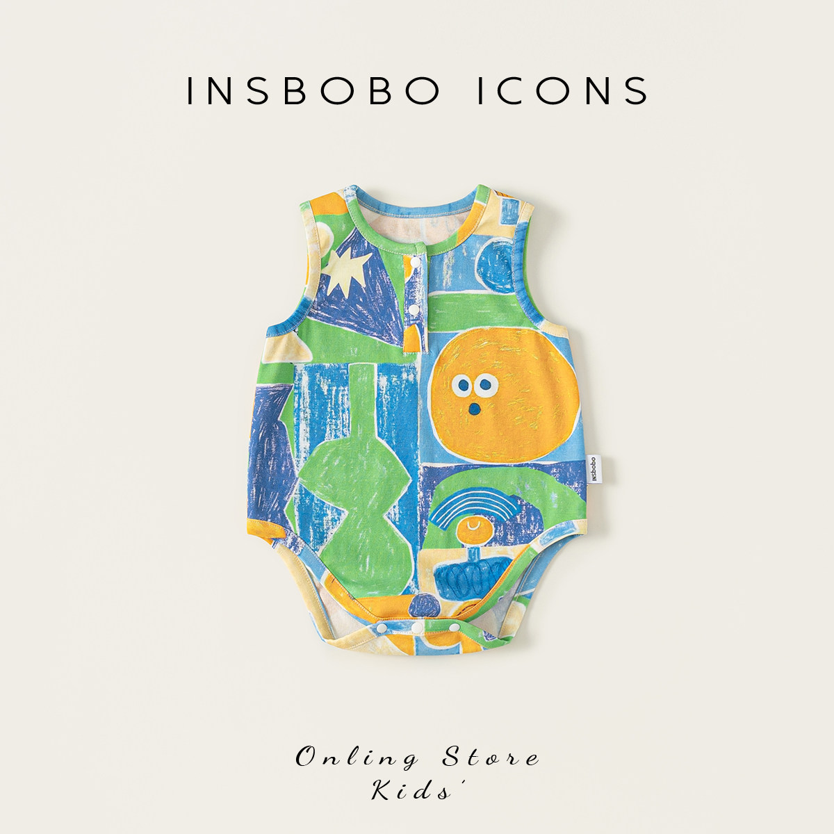 INSbobo印花背心三角爬图片