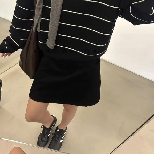 韩系休闲卫衣裙~辣妹短款修身包臀裙太空棉显瘦百搭半身裙子6X136